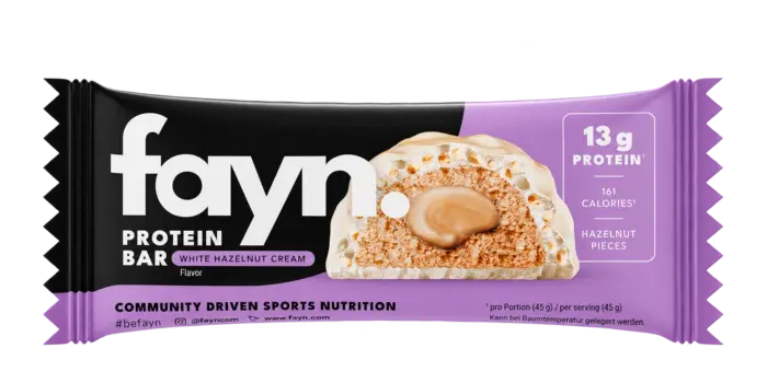 Freigestellter FAYN Protein Bar White Hazelnut Cream in der aktuellen 45-g-Verpackung