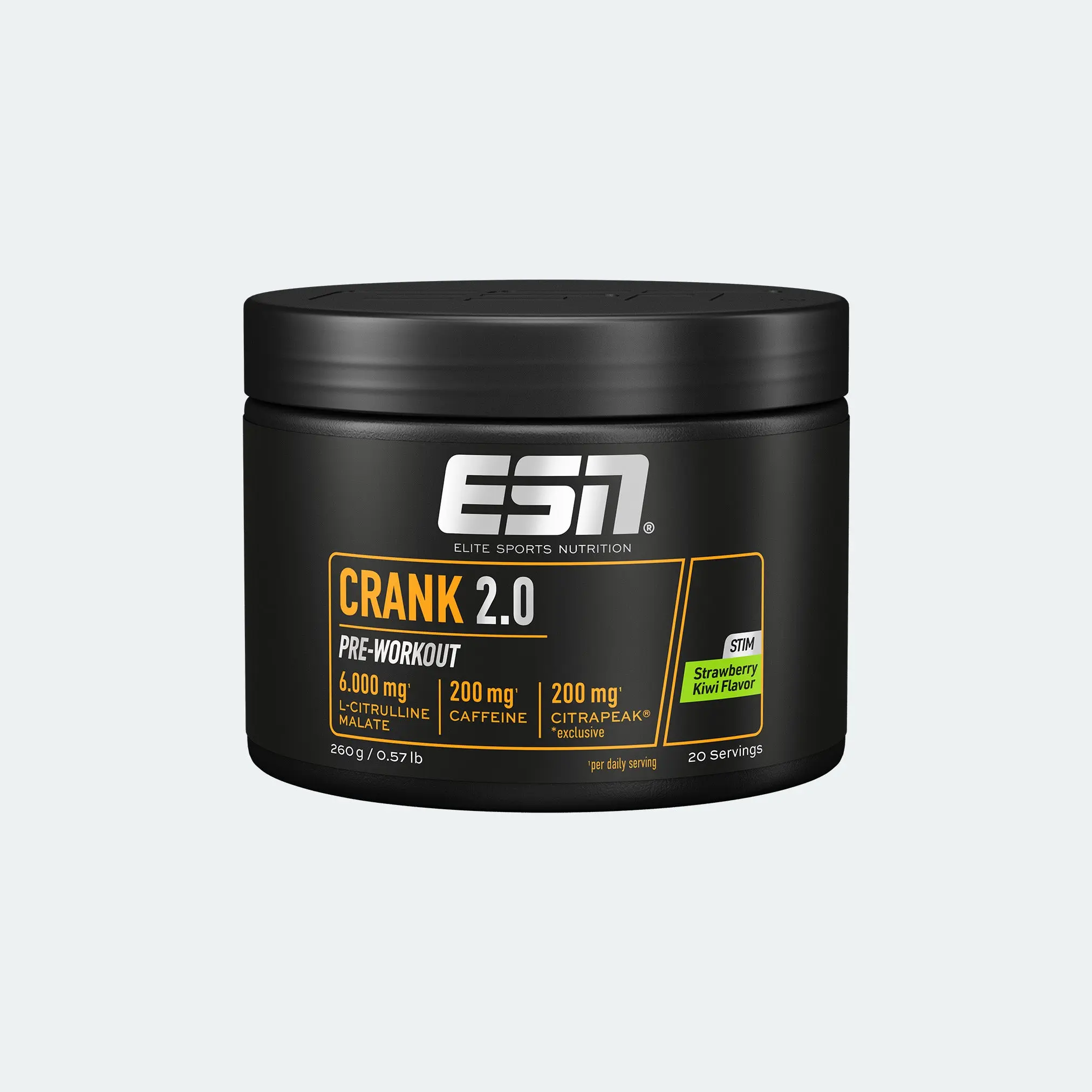 ESN Crank 2.0 Pre-Workout Strawberry Kiwi, 260-g-Dose – Herstellerabbildung