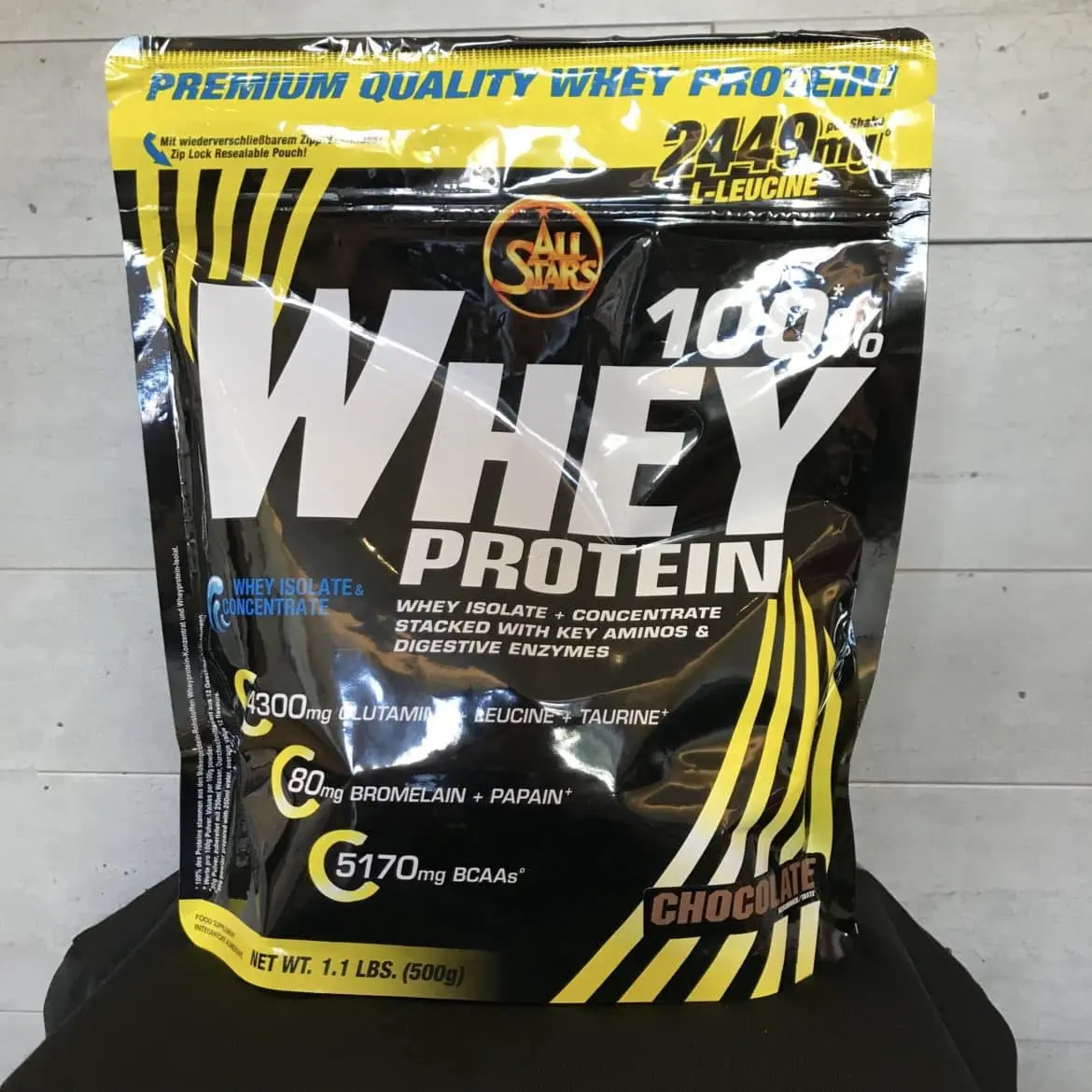 Eigener 500-g-Testbeutel von All Stars 100% Whey Protein in Chocolate