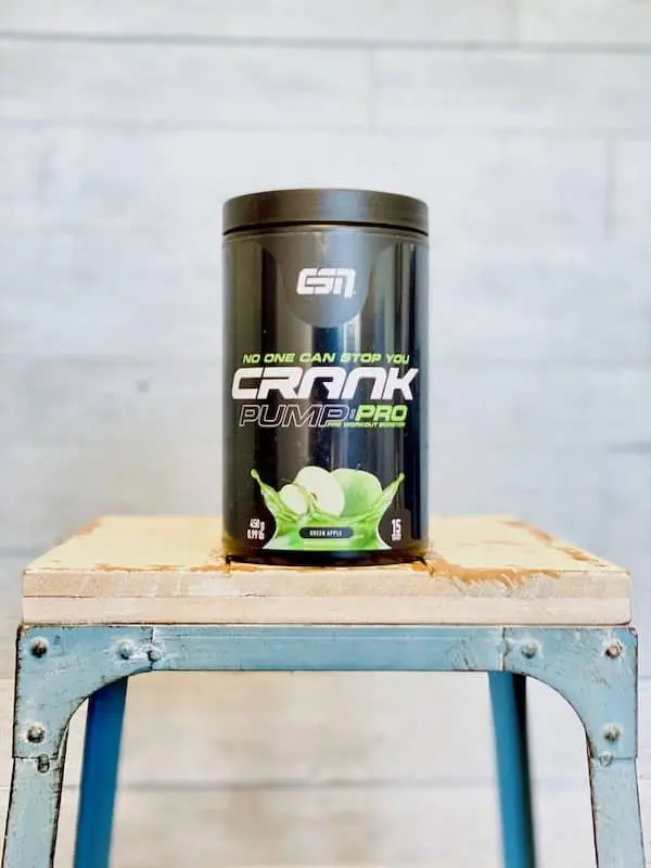 Altes Etikett des ESN Crank Pump Pro Green Apple aus unserem ursprünglichen Test