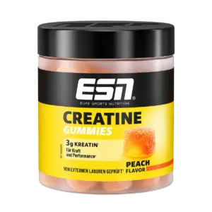 Aktuelle ESN Creatine Gummies Peach Dose, freigestellt