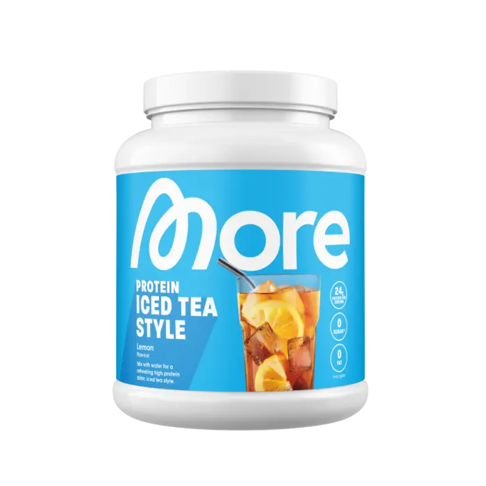 Freigestellte aktuelle More Clear Protein Dose Iced Tea Style Lemon mit 600 g