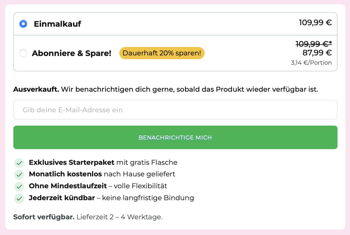 More Daily100: Verpackung und Restock