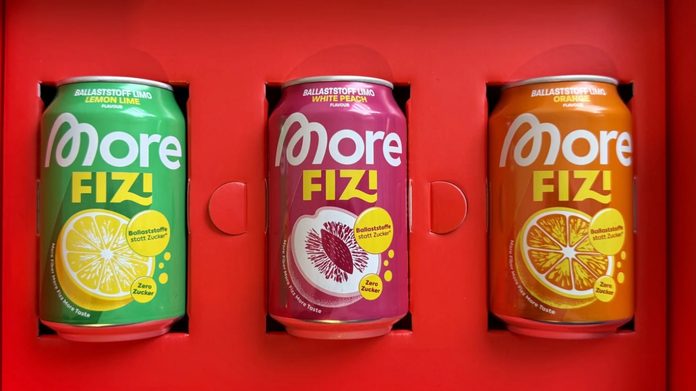 More FIZI in den getesteten Geschmacksrichtungen Orange, White Peach und Lemon Lime
