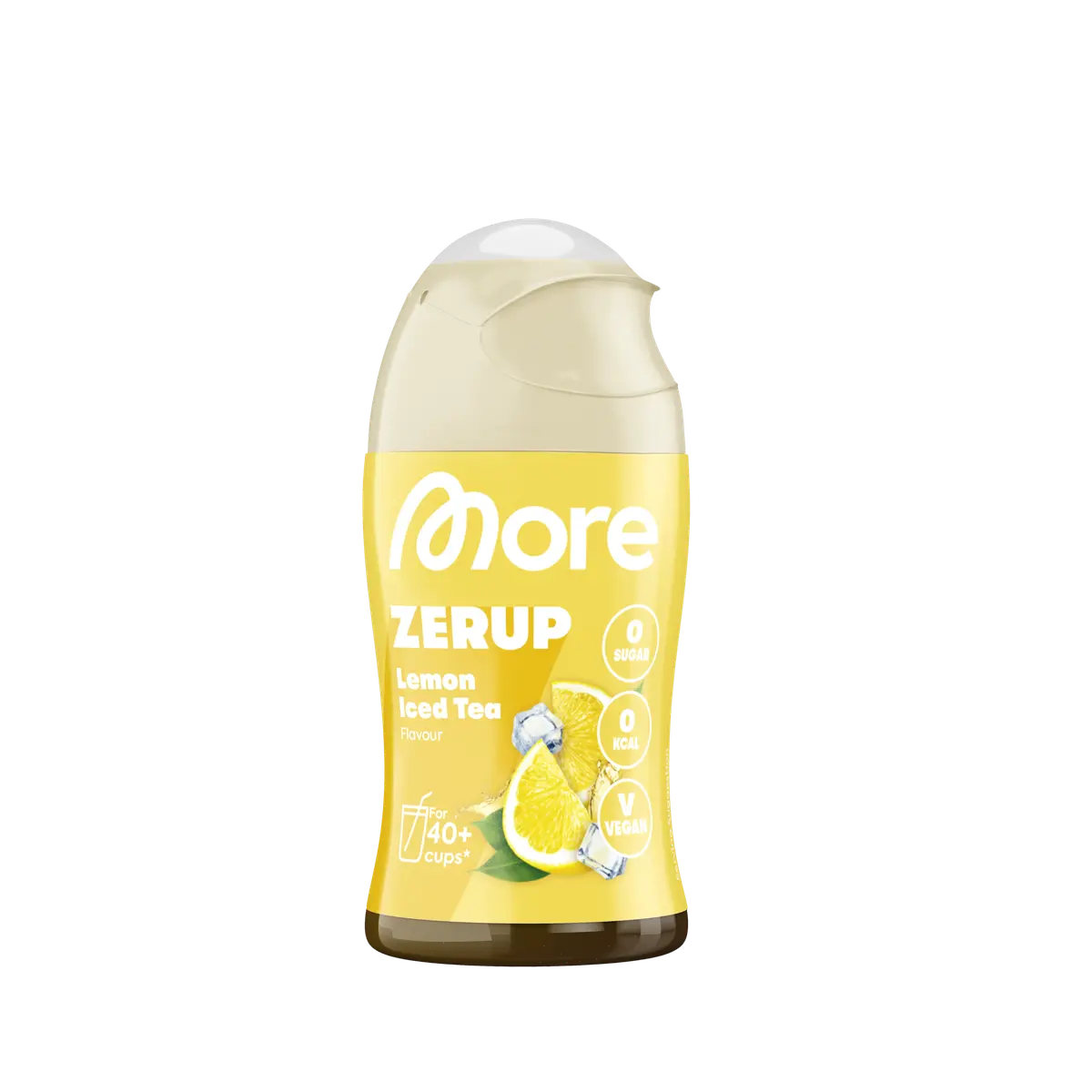 Aktuelles More-Zerup-Fläschchen Lemon Iced Tea mit gelbem Etikett