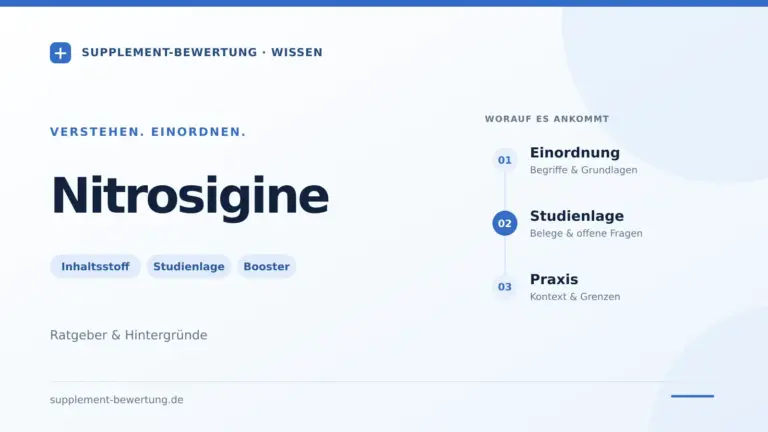 Nitrosigine-Ratgeber von Supplement-Bewertung: Inhaltsstoff, Studienlage und Booster-Kontext