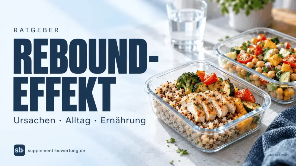 KI-Symbolbild mit vorbereiteten Mahlzeiten neben dem Titel Rebound-Effekt