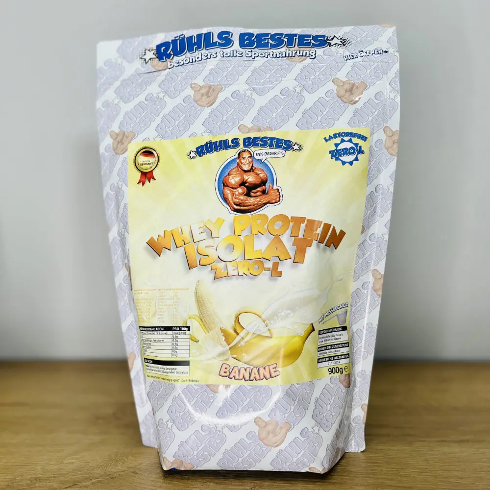 Der wiederverschließbare Beutel aus unserem Rühls Bestes Whey Isolat Test