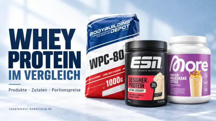 Whey-Protein-Vergleich mit Bodybuilding Depot WPC-80, ESN Designer Protein Extra Creamy und More Protein